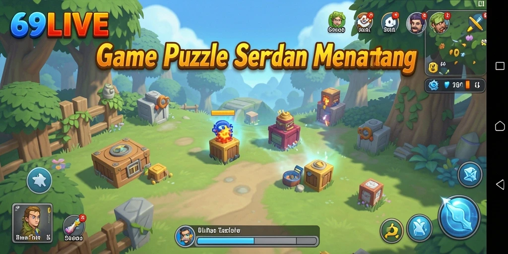 Tampilan gameplay seru dari 69LIVE dengan teka-teki kreatif.