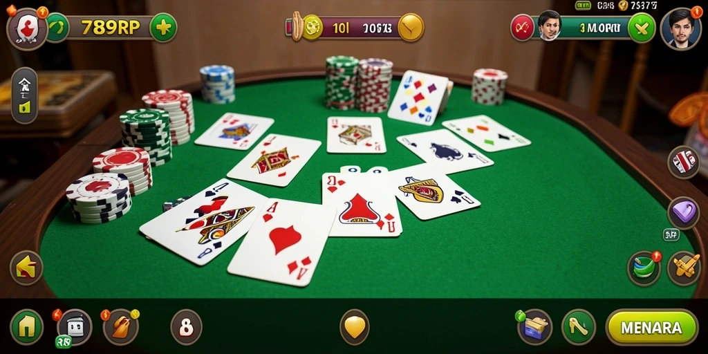 Screenshot gameplay seru 789RP yang menampilkan kartu Gaple.