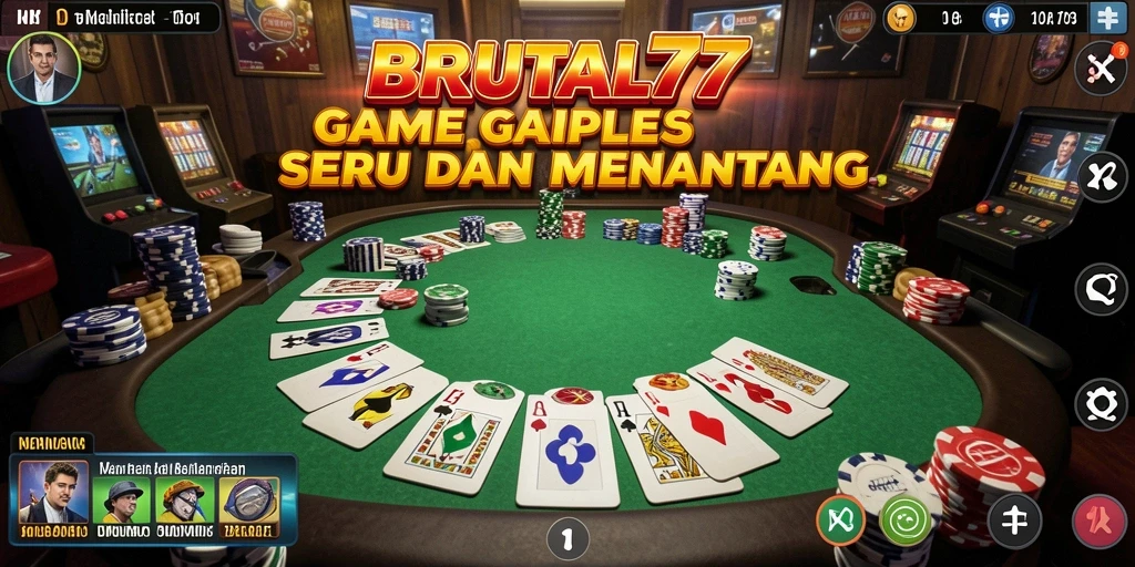 Tampilan gameplay Gaple yang menarik dan interaktif dalam BRUTAL77.