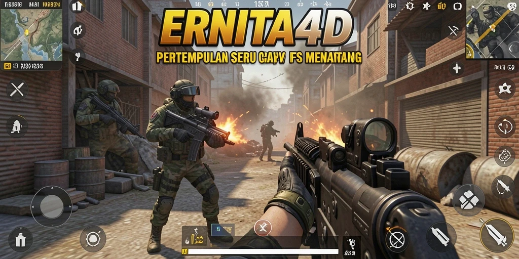 Tampilan gameplay seru dari ERNITA4D dengan pertempuran intens.