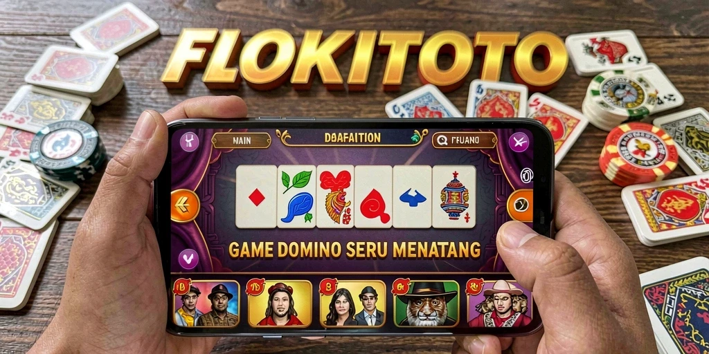 Tampilan gameplay menarik dari FLOKITOTO yang menonjolkan permainan domino.