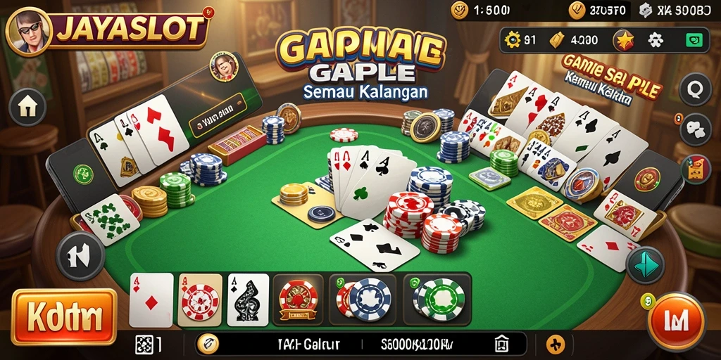 Tampilan gameplay menarik JAYASLOT dengan pemain yang bersaing dalam permainan Gaple.
