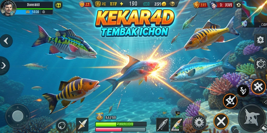 Tangkapan layar gameplay KEKAR4D dengan aksi Tembak Ikan yang seru.