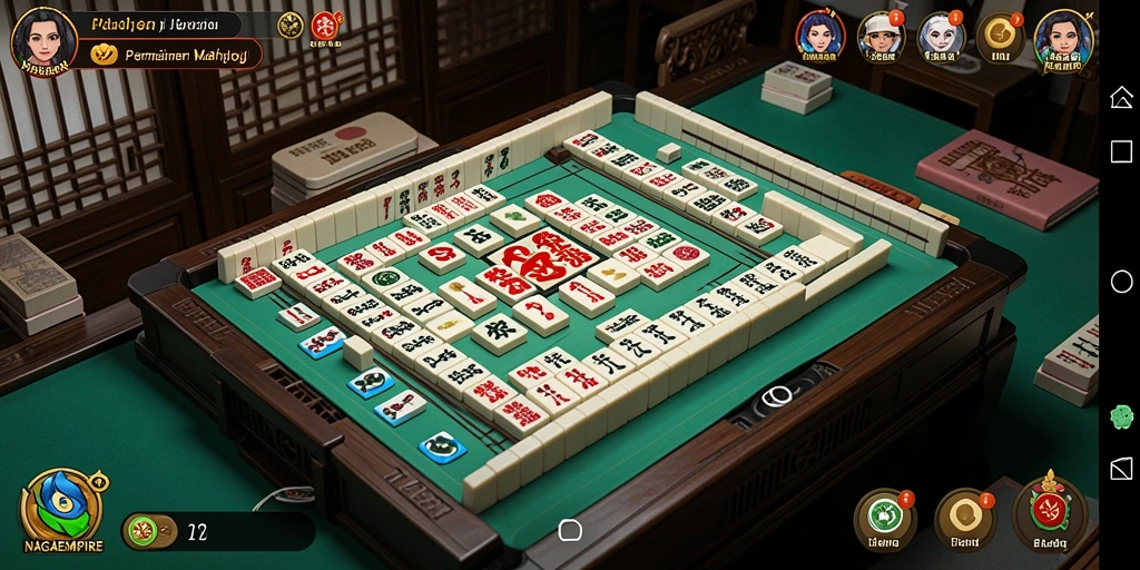 Tangkapan layar gameplay NAGAEMPIRE menunjukkan aksi seru permainan Mahjong.