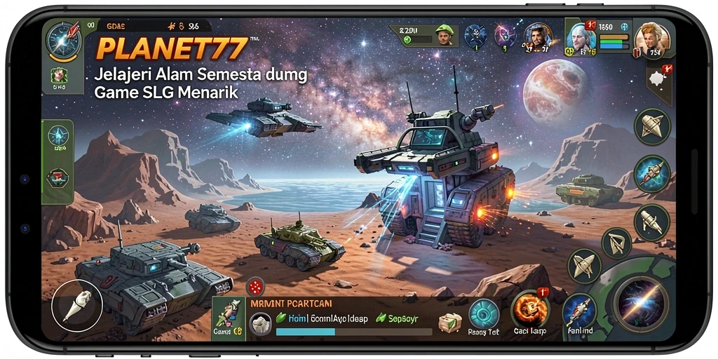 Tampilan gameplay menarik dari PLANET77 dengan strategi SLG yang mendalam.