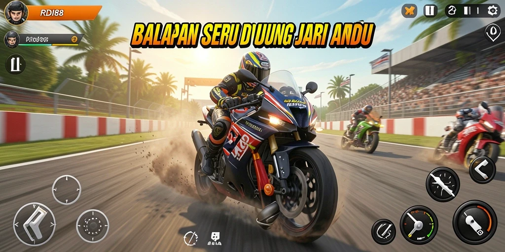 Tampilan gameplay RDI88 yang mendebarkan dengan berbagai motor balap.