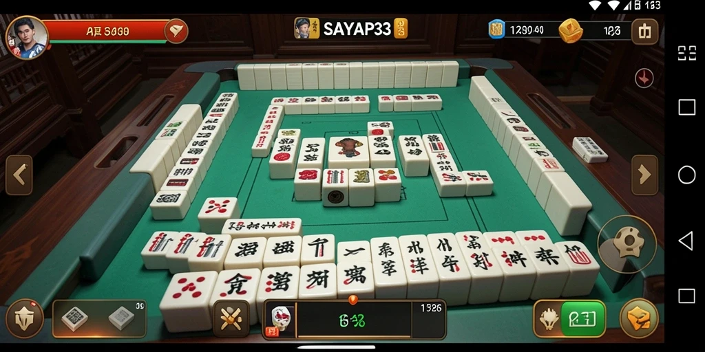 Screenshot gameplay SAYAP33 menunjukkan suasana permainan Mahjong yang seru.