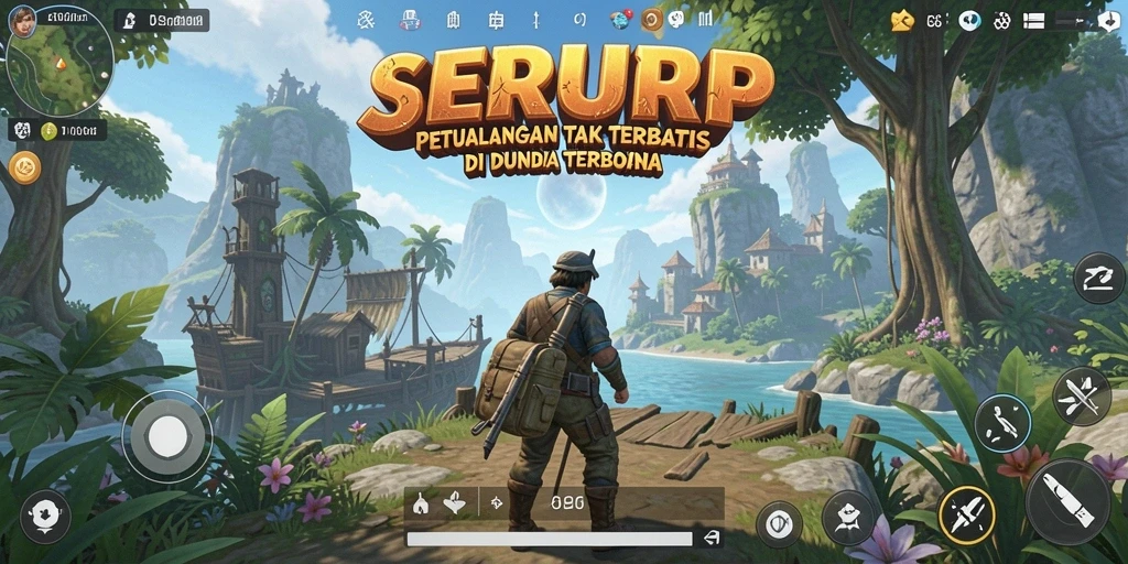 Tampilan menarik dari gameplay SERURP dengan eksplorasi yang luas.