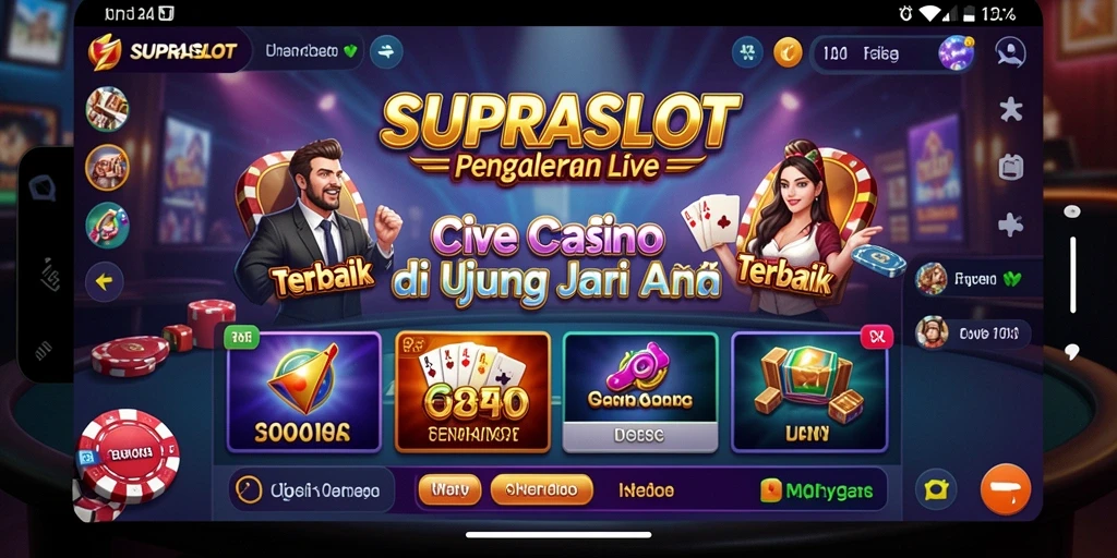 Screenshot <strong>SUPRASLOT</strong> menampilkan dealer interaktif dan permainan live yang mendebarkan.